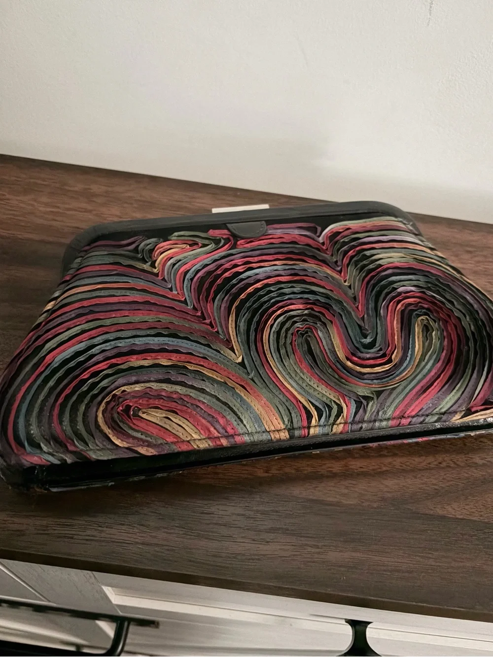 Claudia Ciuti Vintage Silk Ribbon Wave Frame Clutch Made in Italy